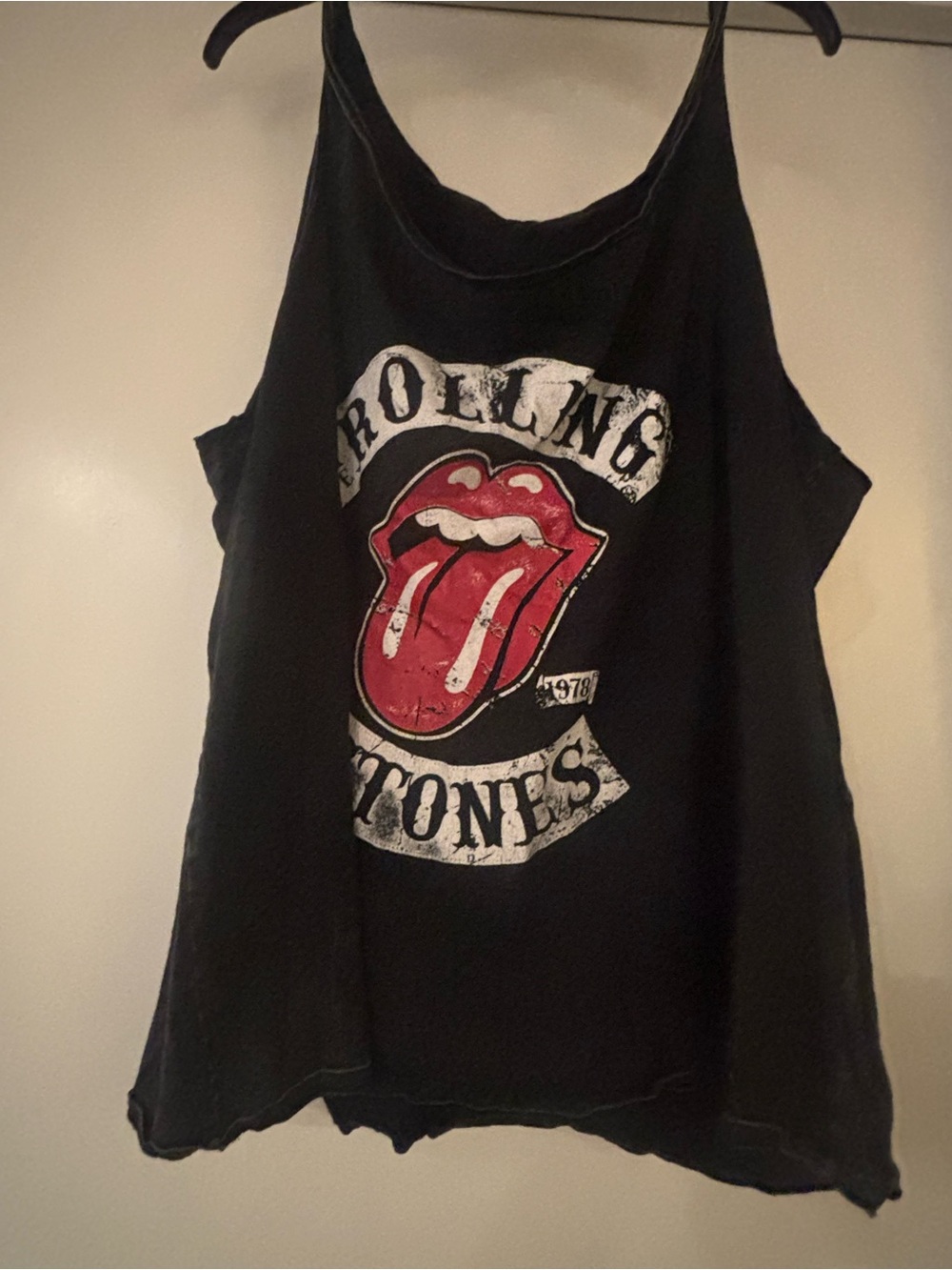 The Rolling Stones Black Graphic Tank with Tongue Logo
